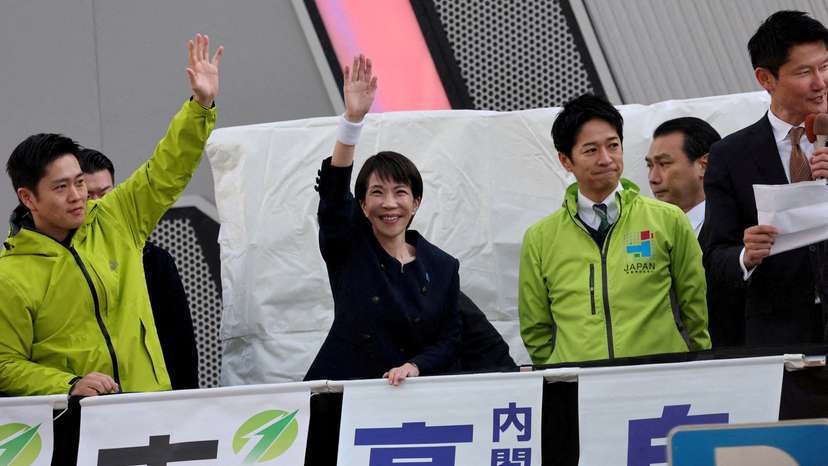 FILE PHOTO: Leader of Japan's ruling Liberal Democratic Party (LDP) and Prime Minister Sanae Takaichi attends a campaign event in Tokyo