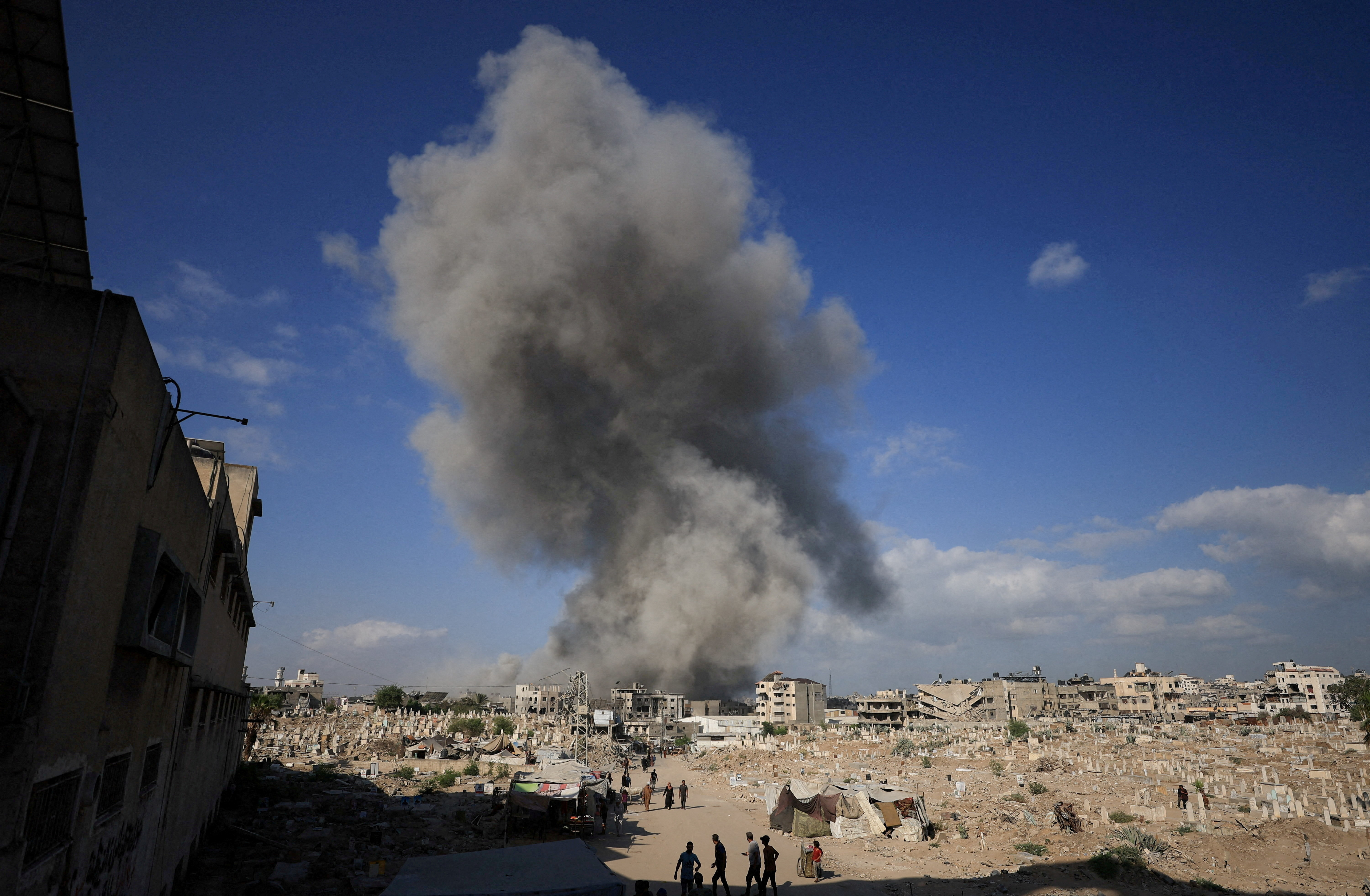FILE PHOTO: Smoke rises following explosion during Israeli operation in Gaza City