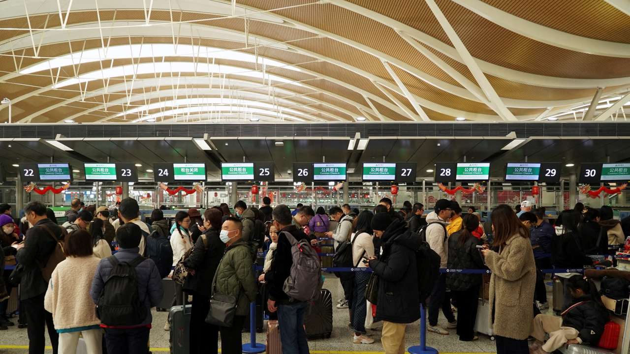 Spring Festival travel rush at Shanghai Pudong International Airport
