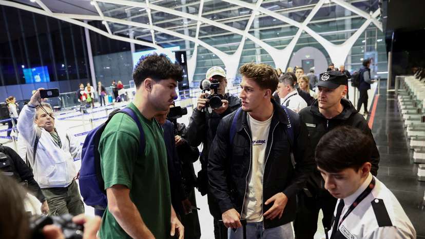 French rugby players Oscar Jegou and Hugo Auradou leaves Argentina