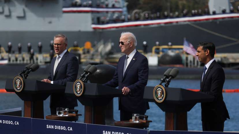 U.S. President Biden meets with Australian PM Albanese and British PM Sunak at Naval Base Point Loma in San Diego