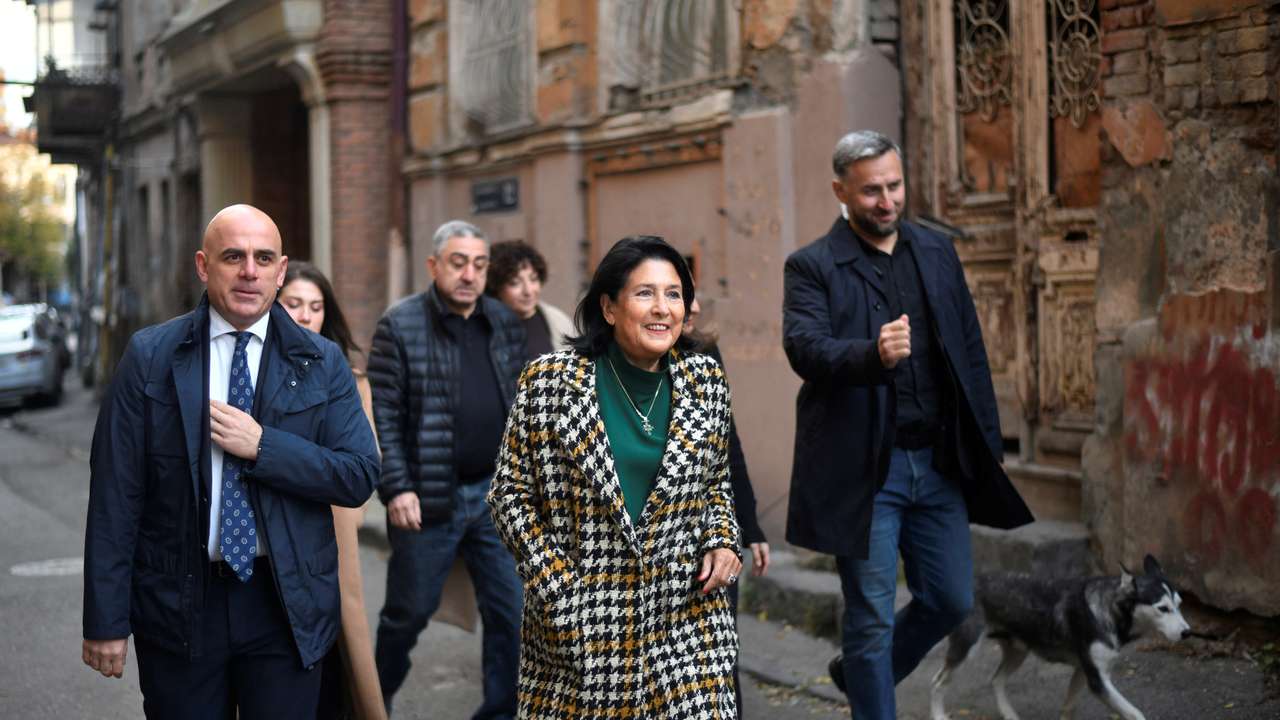 Georgia's President Salome Zourabichvili votes in parliamentary elections in Tbilisi