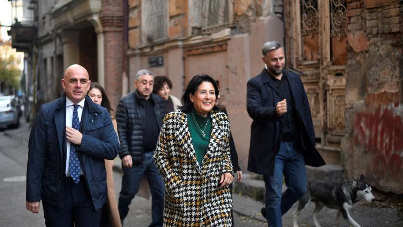 Georgia's President Salome Zourabichvili votes in parliamentary elections in Tbilisi