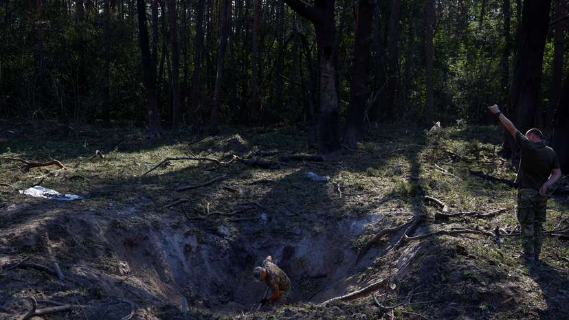 Aftermath of a Russian missile strike in Kyiv region