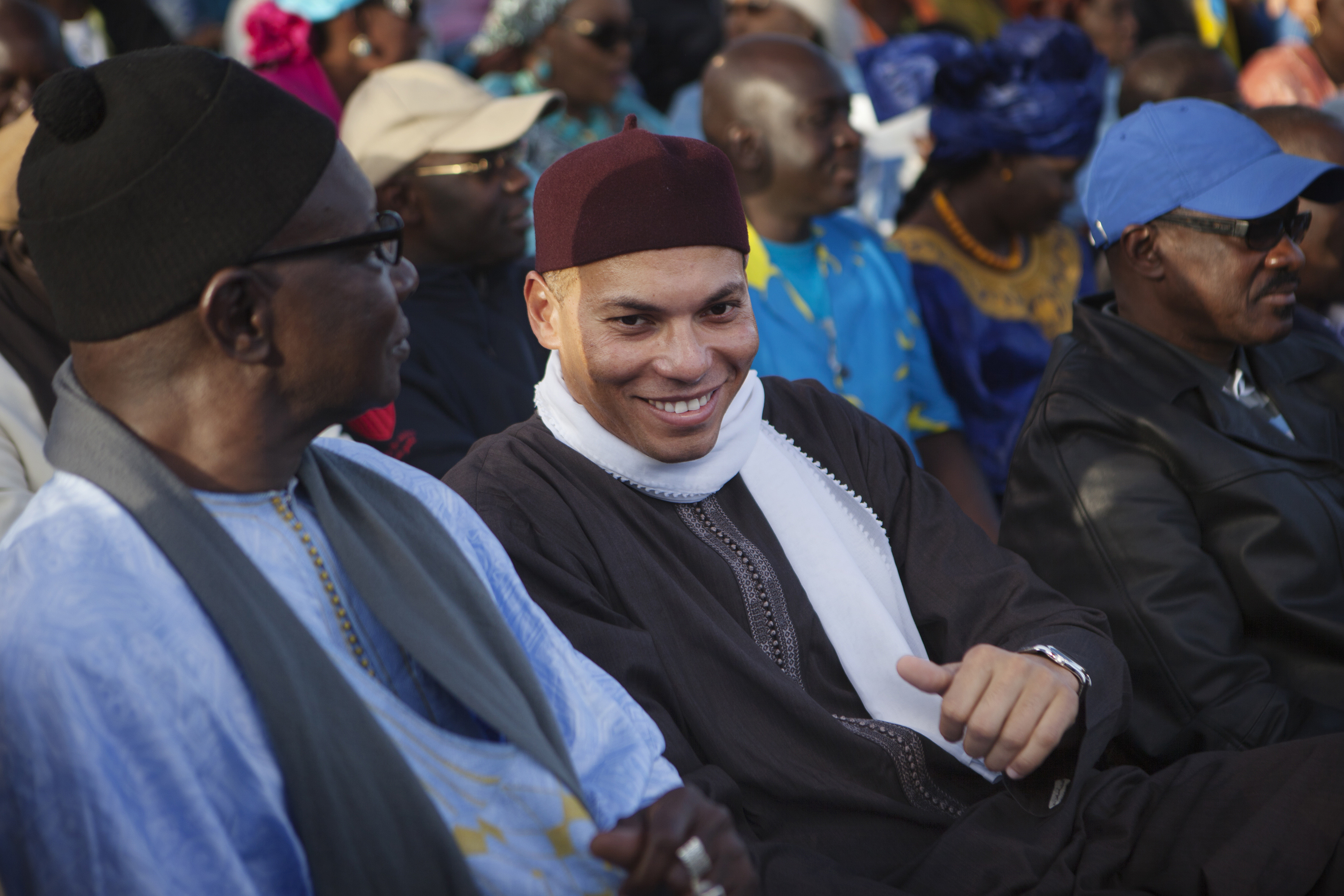 Karim Wade, son of Senegal's former president Abdoulaye Wade, attends a rally by his father's political party PDS in Dakar
