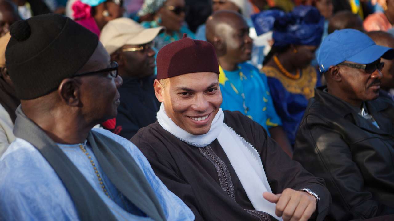 Karim Wade, son of Senegal's former president Abdoulaye Wade, attends a rally by his father's political party PDS in Dakar