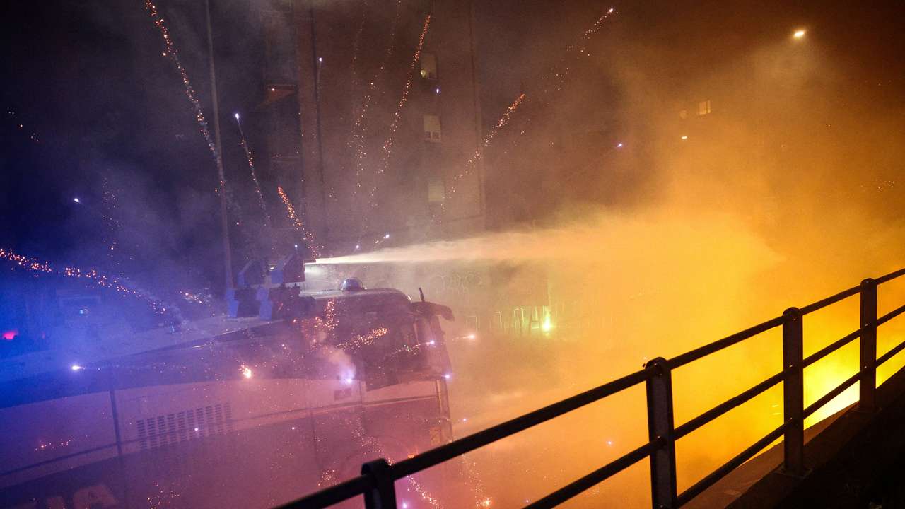 Demonstrators protest the 2026 Winter Olympics in Milan