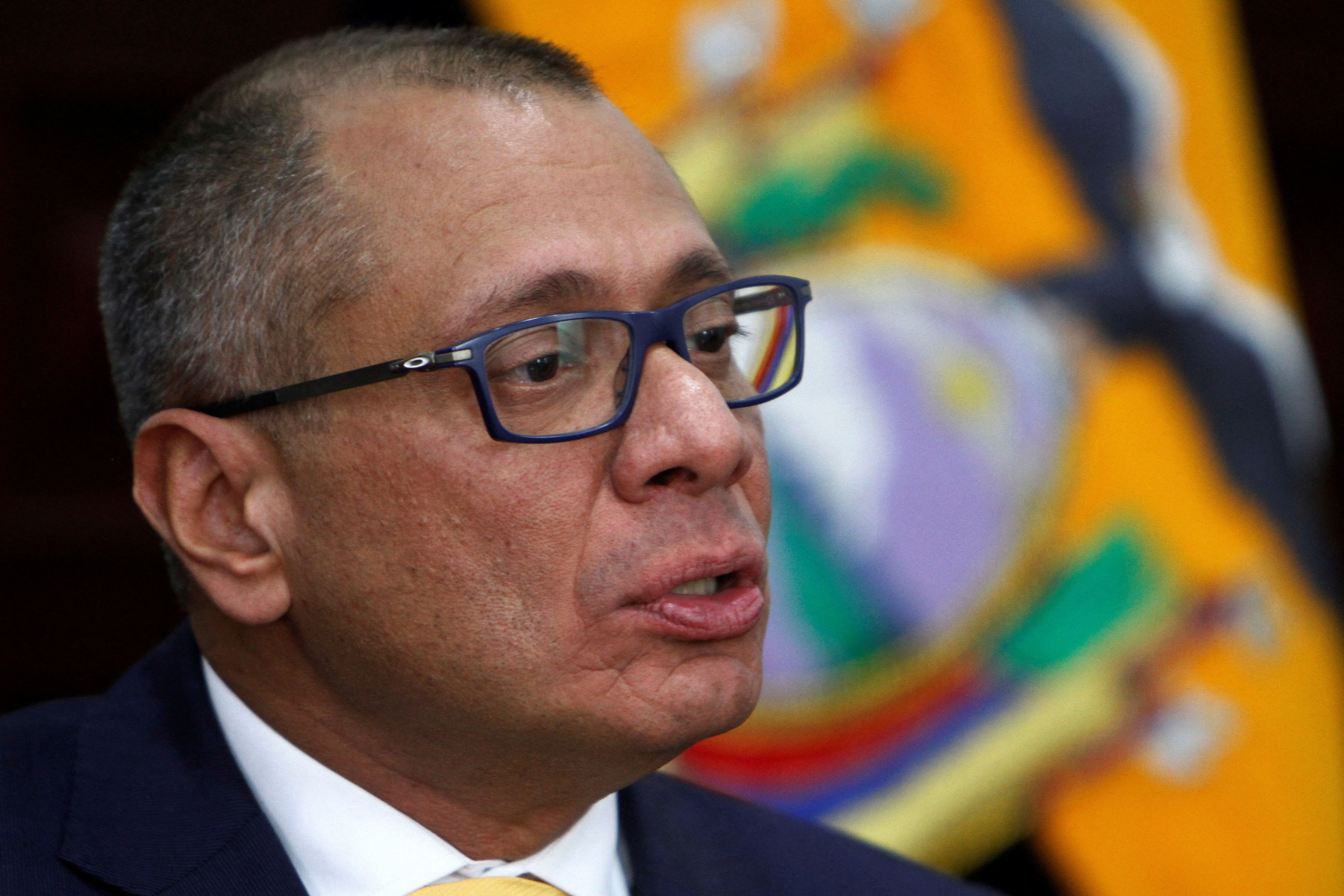 FILE PHOTO: Ecuador's Vice President Jorge Glas talks during an interview with Reuters at the Government Palace in Quito