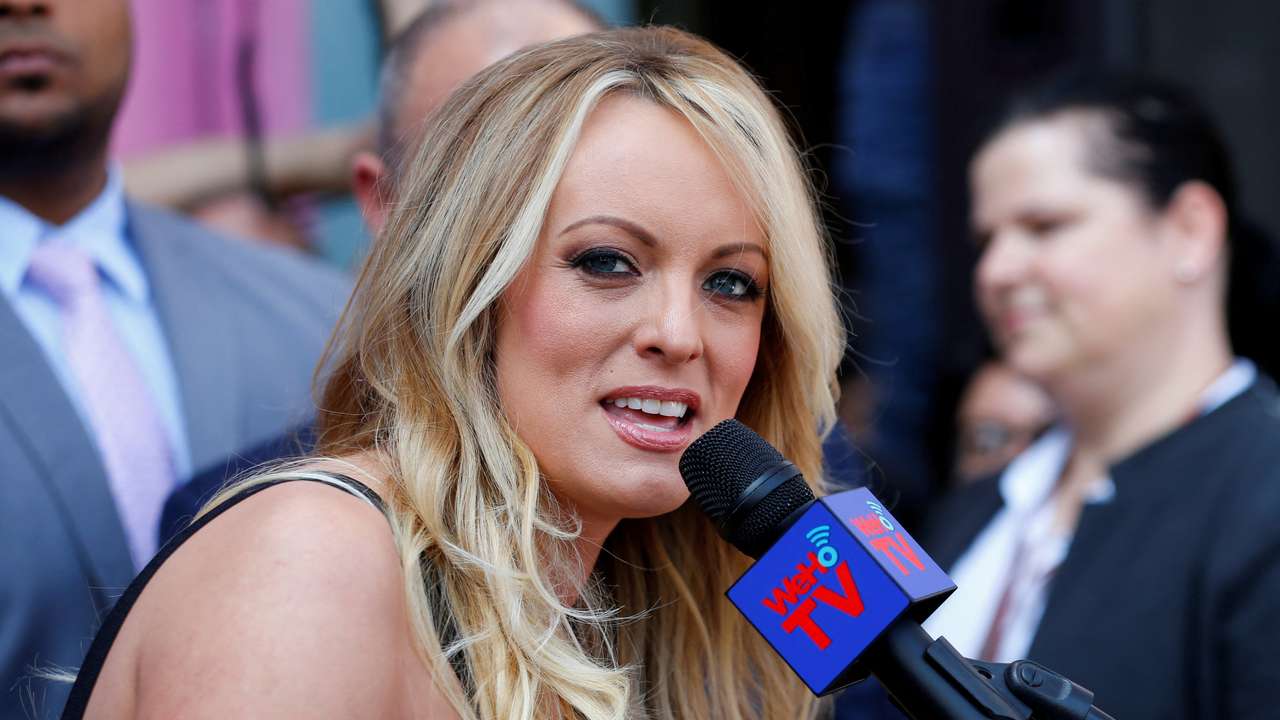 FILE PHOTO: Stormy Daniels speaks during a ceremony in her honor in West Hollywood, California