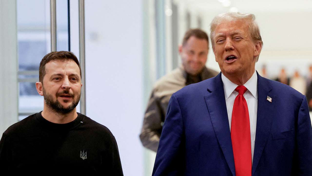 Republican presidential nominee and former U.S. President Donald Trump and Ukraine's President Volodymyr Zelenskiy meet in New York