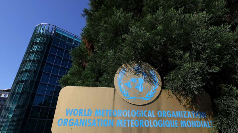 WMO headquarters are pictured before a news conference to launch state of global climate report at the United Nations in Geneva