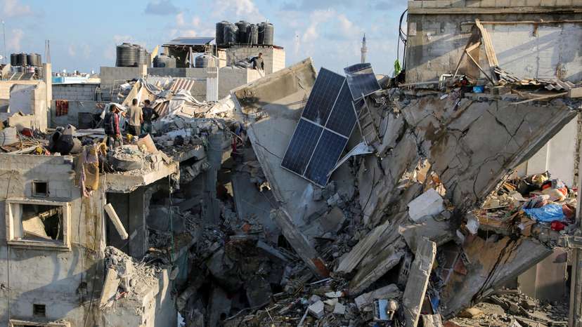 Aftermath of an Israeli strike on a house in Rafah
