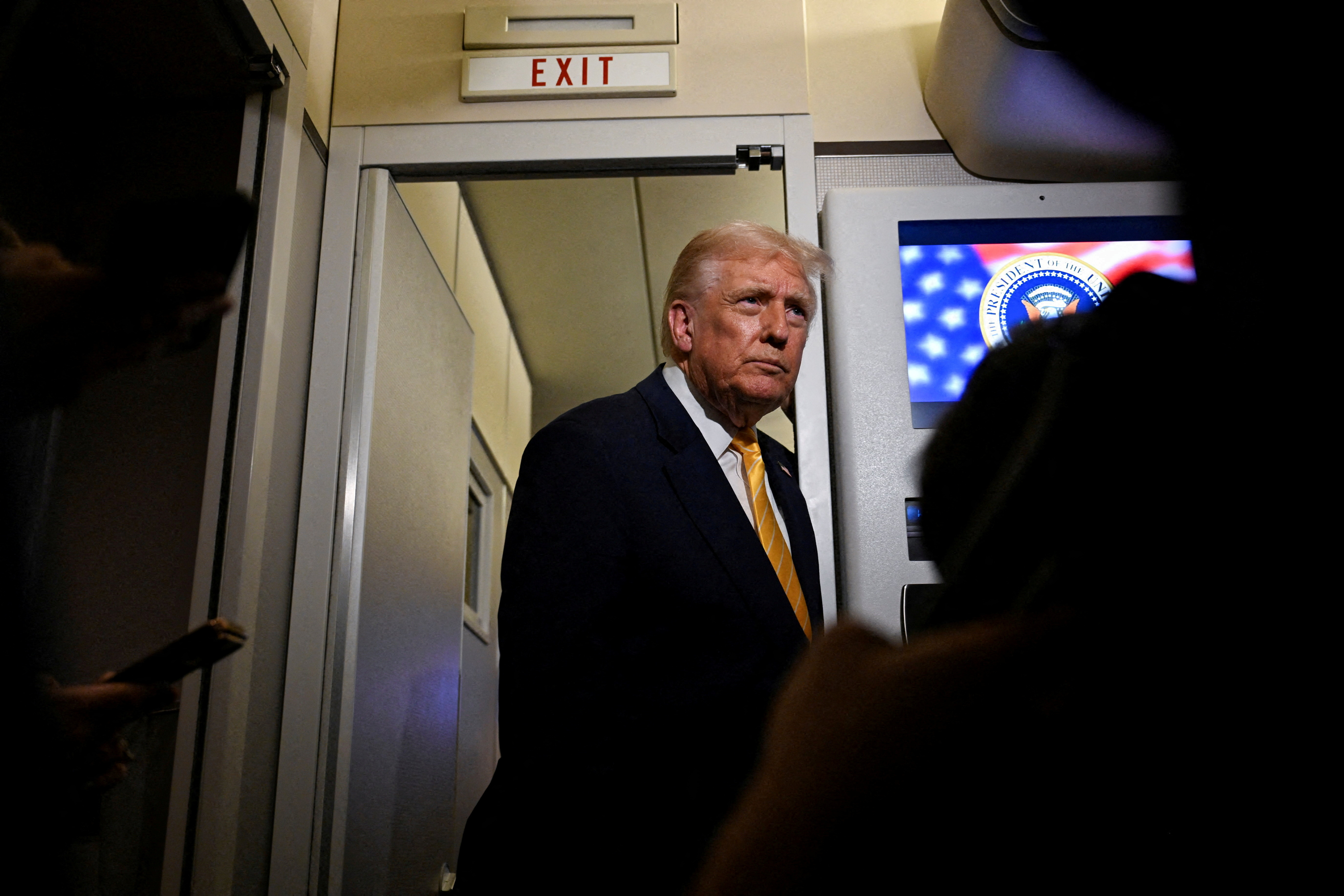 U.S. President Trump boards Air Force One for travel to Palm Beach, Florida