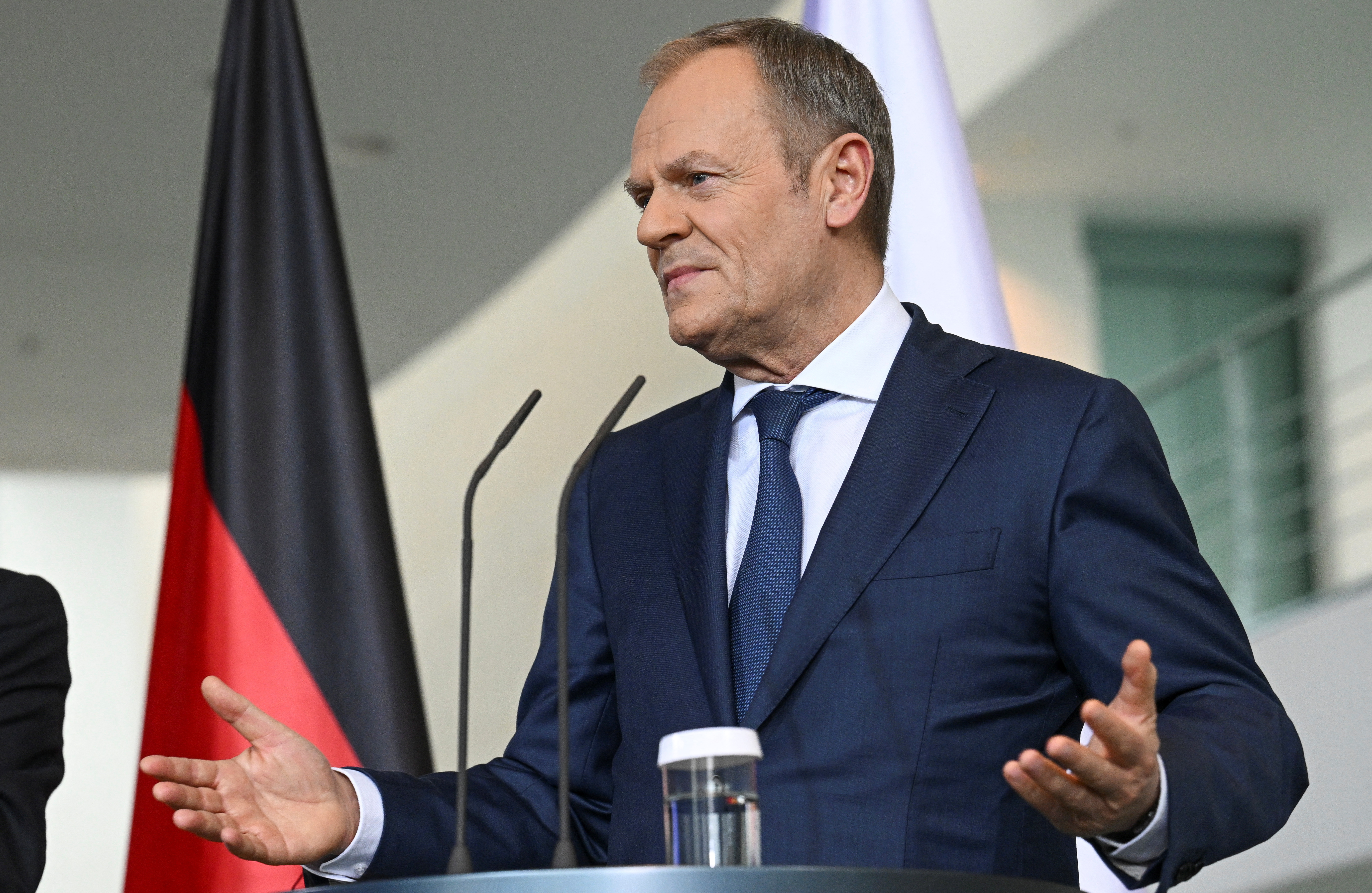 Polish PM Tusk and France's President Macron meet with German Chancellor Scholz in Berlin