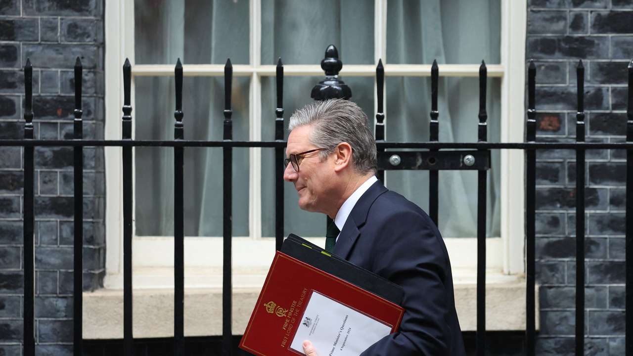 British Prime Minister Keir Starmer leaves 10 Downing Street in London