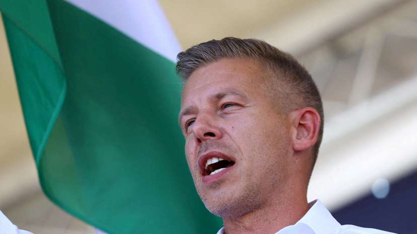 FILE PHOTO: Magyar, leader of the opposition Tisza party holds a rally in Kotcse