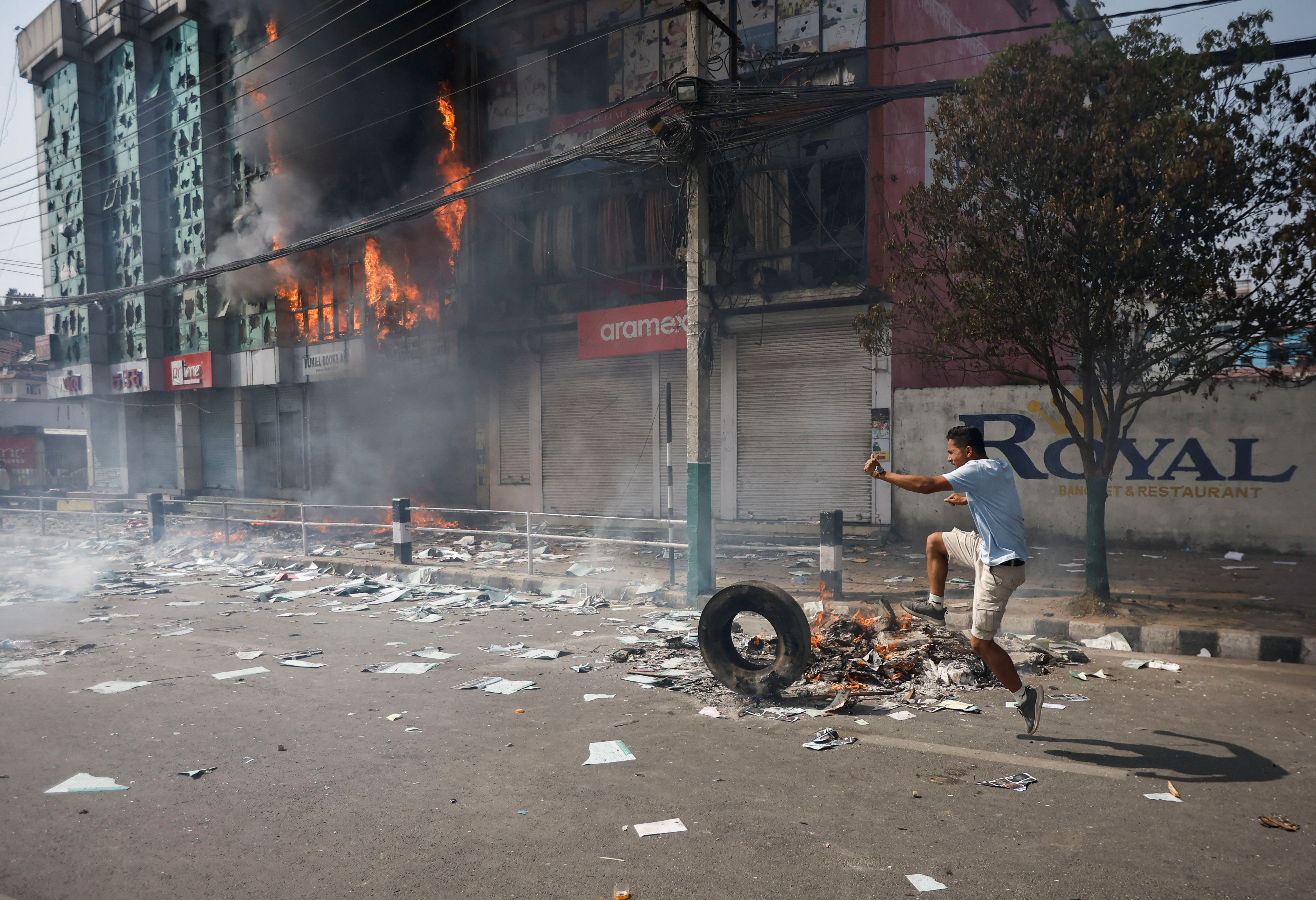 Protest demanding the restoration of Nepal's monarchy, in Kathmandu