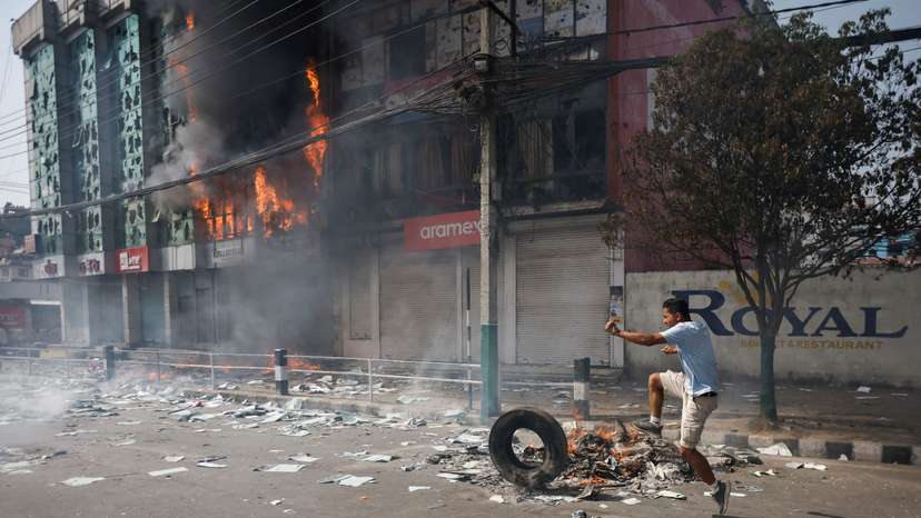 Protest demanding the restoration of Nepal's monarchy, in Kathmandu