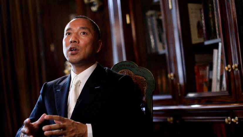 FILE PHOTO: Billionaire businessman Guo Wengui speaks during an interview in New York
