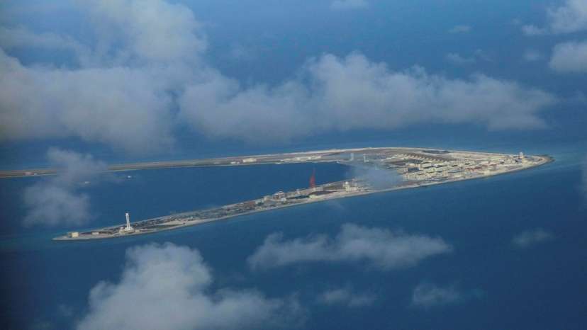 An aerial view of China occupied Subi Reef at Spratly Islands in disputed South China Sea