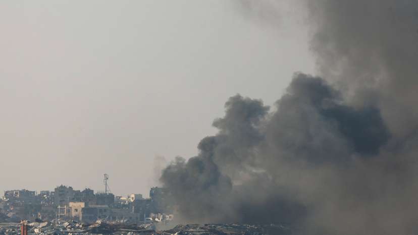 Smoke rises from Gaza, amid the Israel-Hamas conflict, as seen from Israel