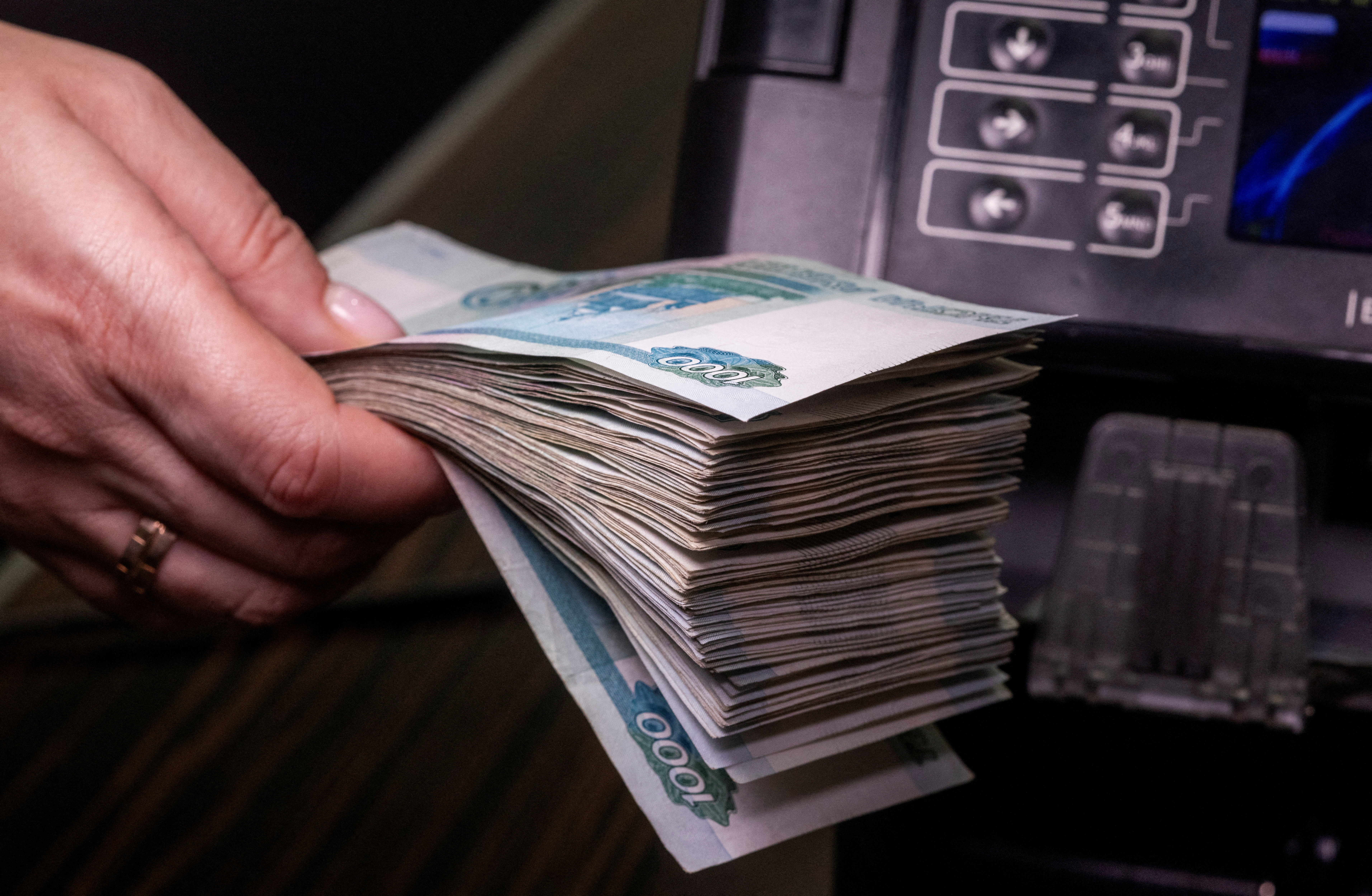 FILE PHOTO: Illustration shows Russian rouble banknotes