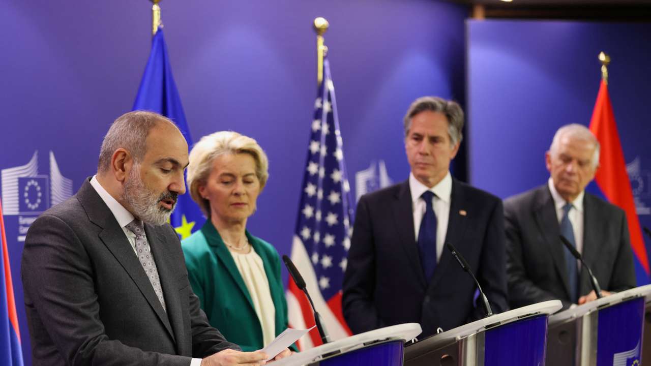 U.S. Secretary of State Antony Blinken and EU Commission President Ursula von der Leyen meet with Armenian PM Nikol Pashinyan in Brussels