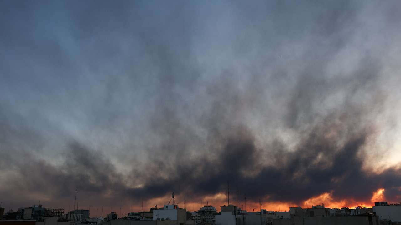 Smoke rises following an explosion in Tehran