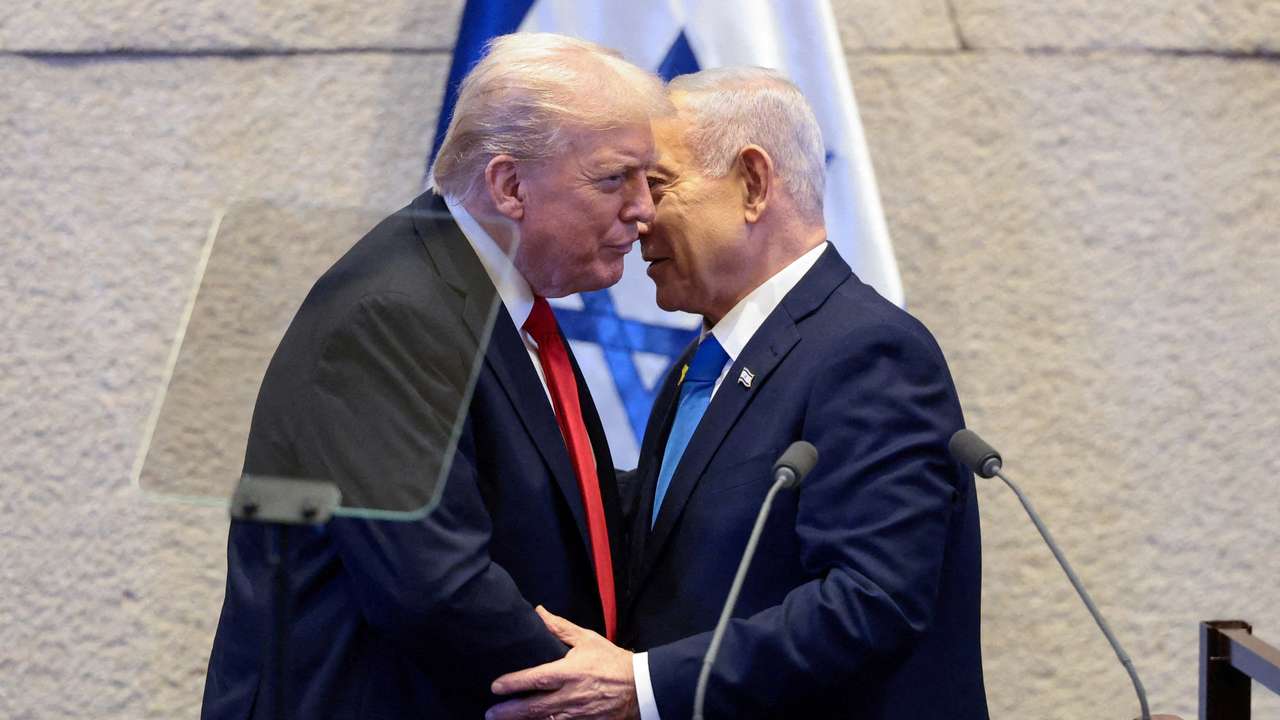 U.S. President Trump addresses the Knesset, in Jerusalem