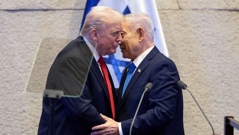 U.S. President Trump addresses the Knesset, in Jerusalem
