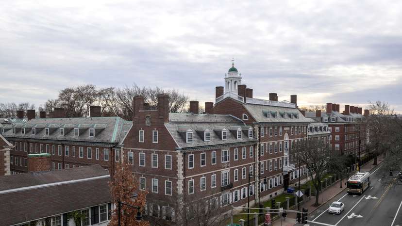 A view of Harvard campus on John F. Kennedy Street.