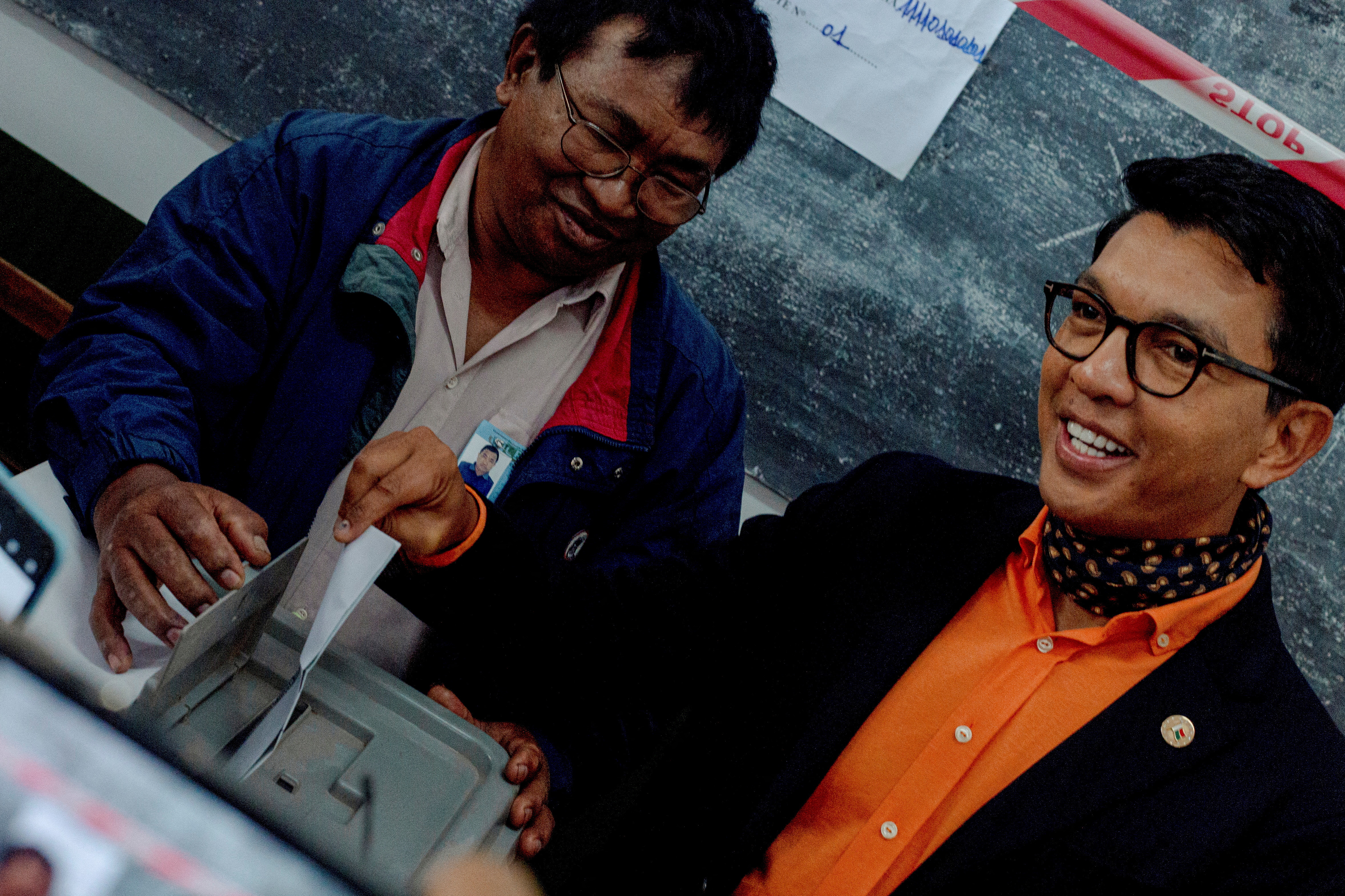 FILE PHOTO: Madagascar's President and a presidential candidate Andry Rajoelina casts his ballot at a polling station during the presidential election in Ambatobe