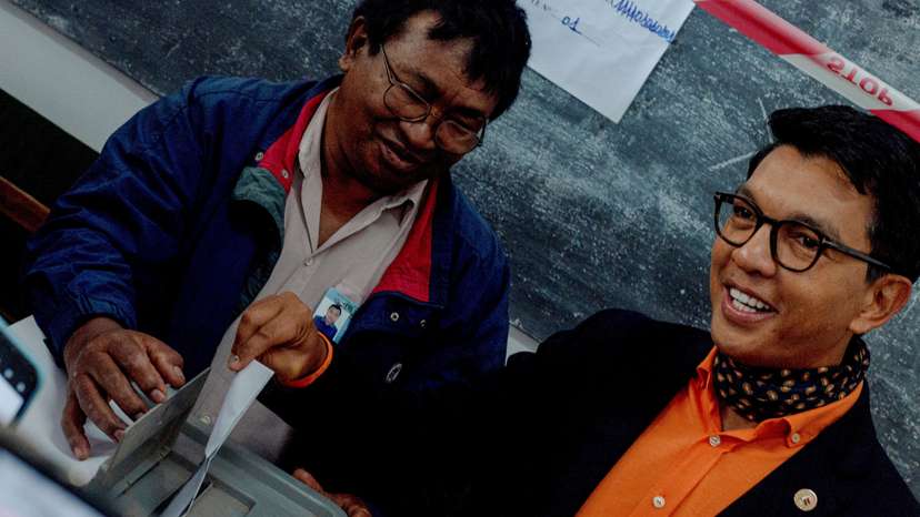 FILE PHOTO: Madagascar's President and a presidential candidate Andry Rajoelina casts his ballot at a polling station during the presidential election in Ambatobe