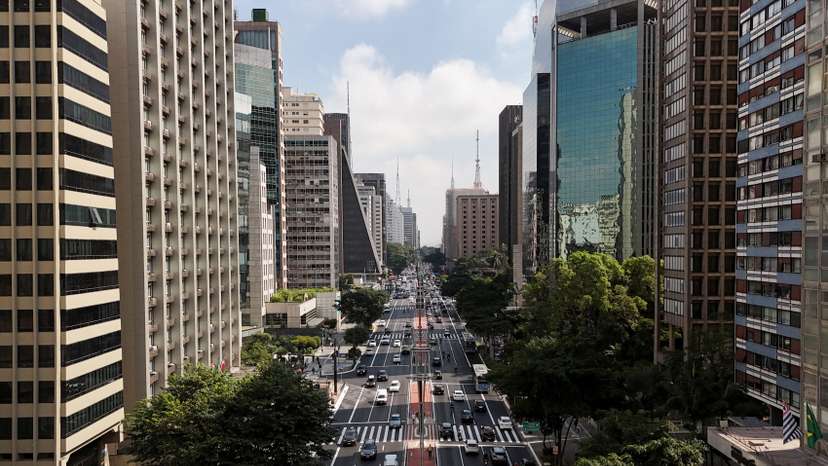 FILE PHOTO: A drone view shows Paulista Avenue in Sao Paulo