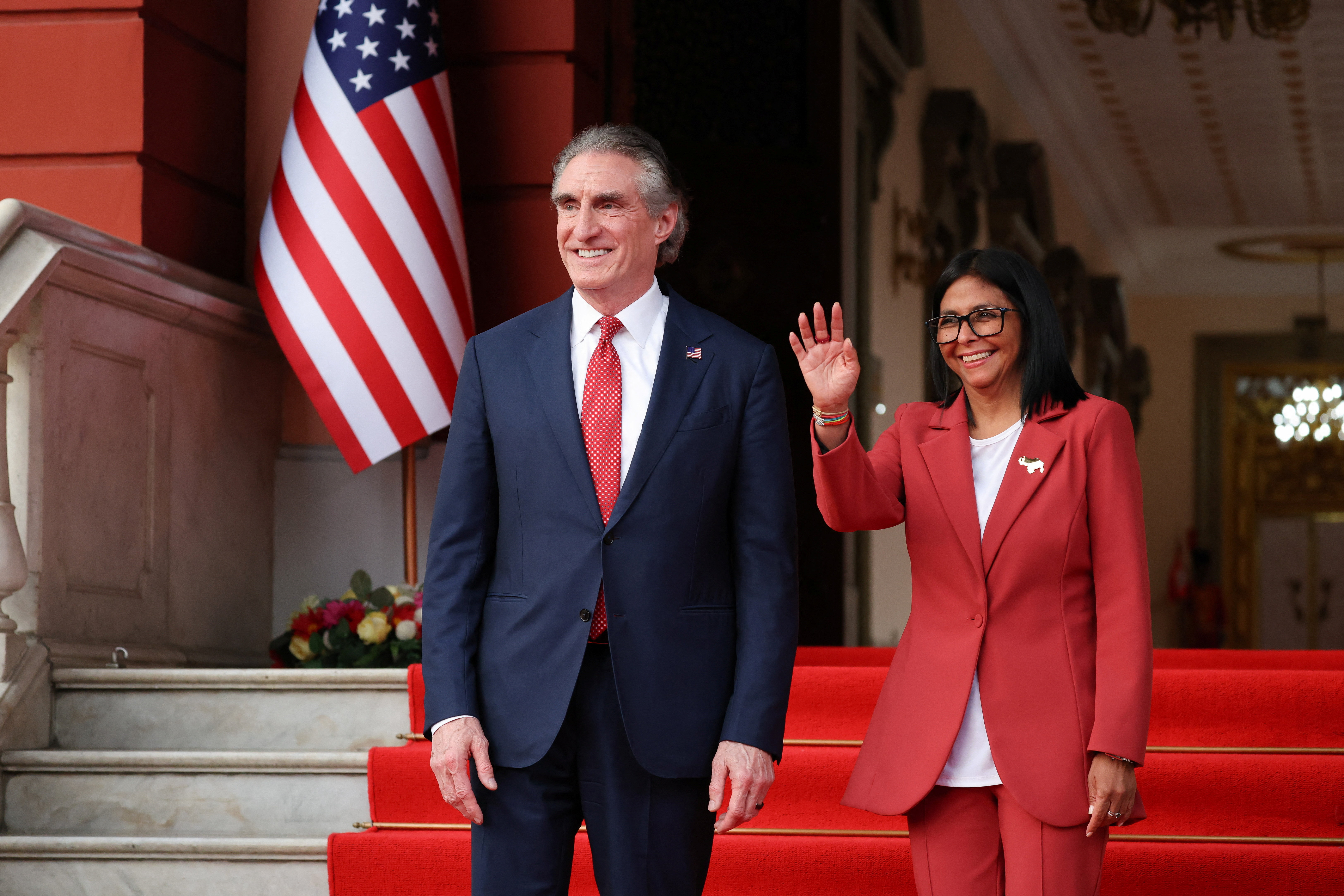 Venezuela's interim President Rodriguez meets U.S. Interior Secretary Burgum, in Caracas,