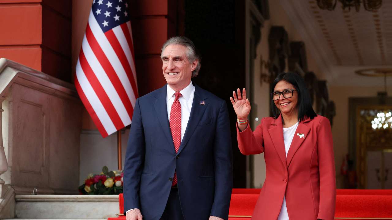 Venezuela's interim President Rodriguez meets U.S. Interior Secretary Burgum, in Caracas,