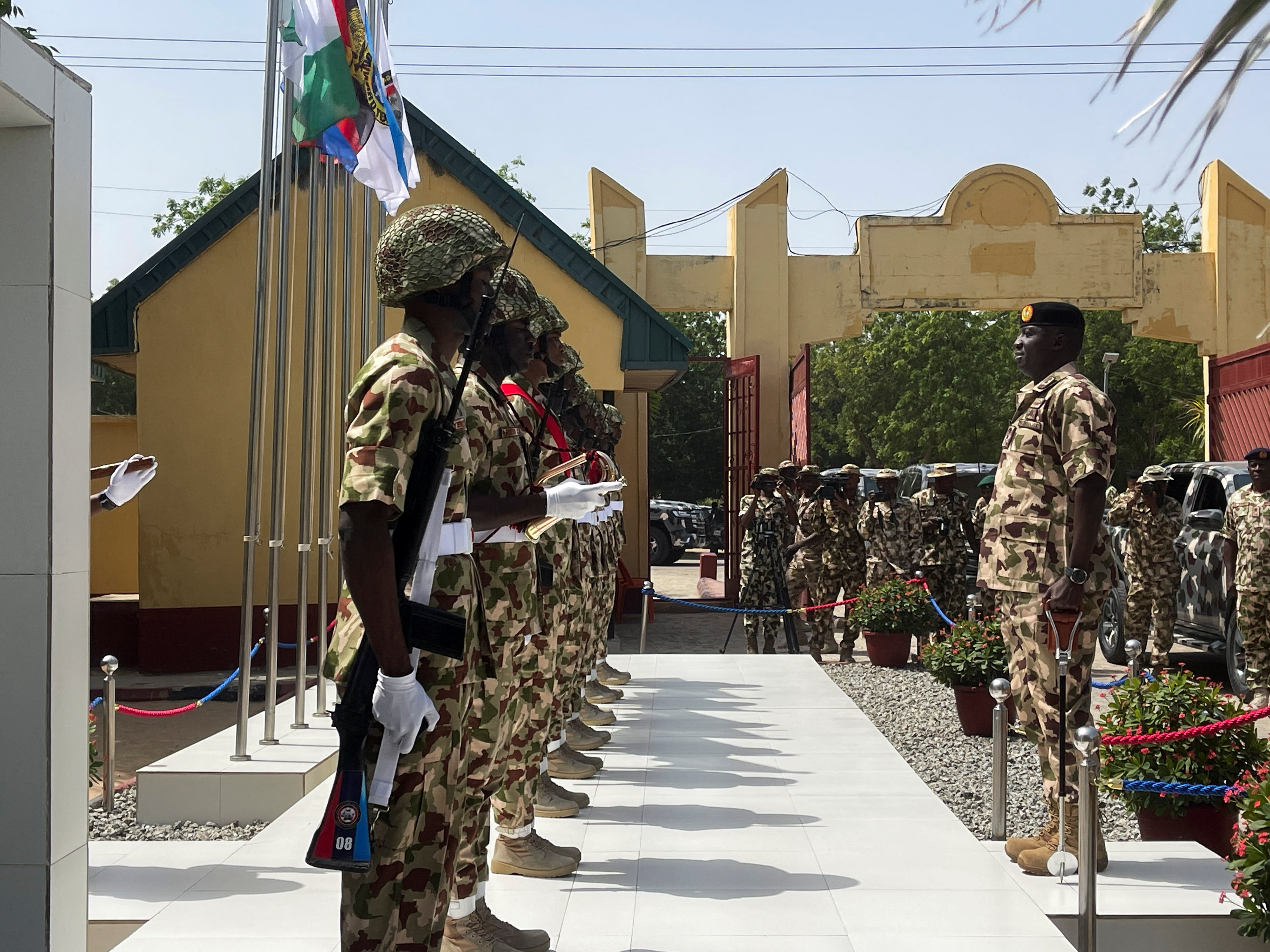 Nigeria's Chief of Army Staff inspects troops in Maimalari Cantonment in Maiduguri