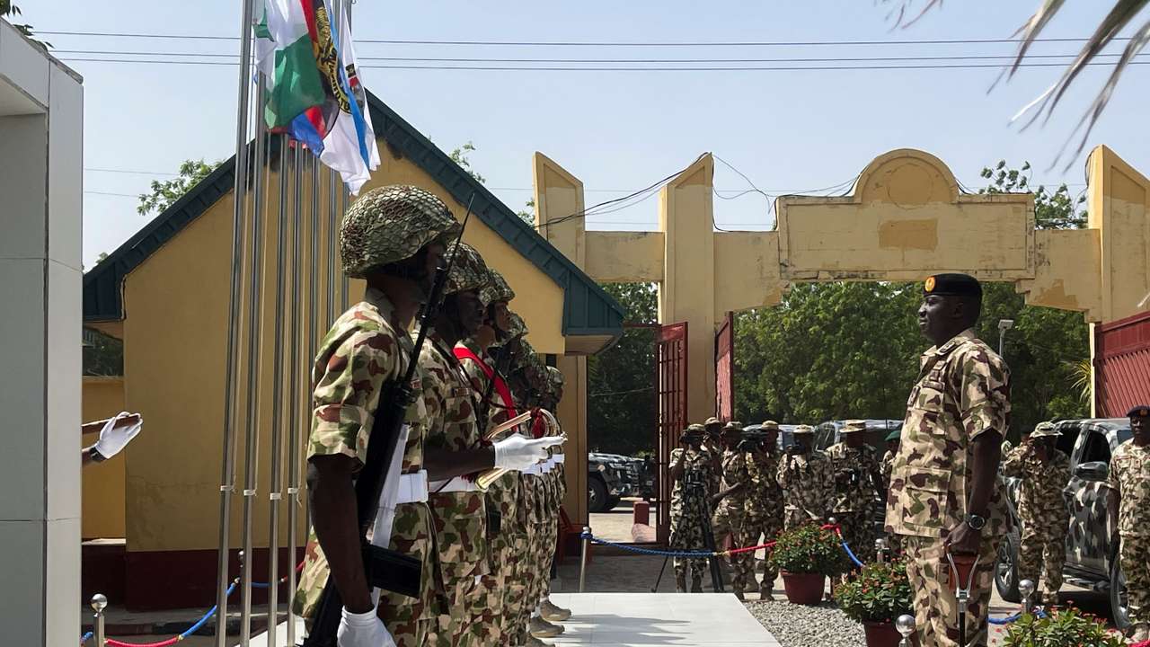 Nigeria's Chief of Army Staff inspects troops in Maimalari Cantonment in Maiduguri