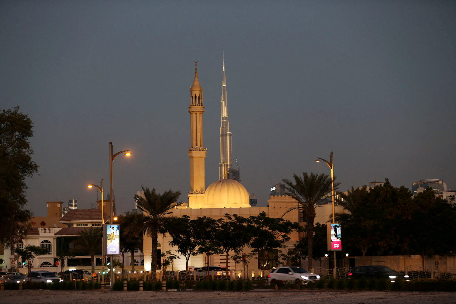 FILE PHOTO: A mosque is seen on the Jumeirah beach road in Dubai