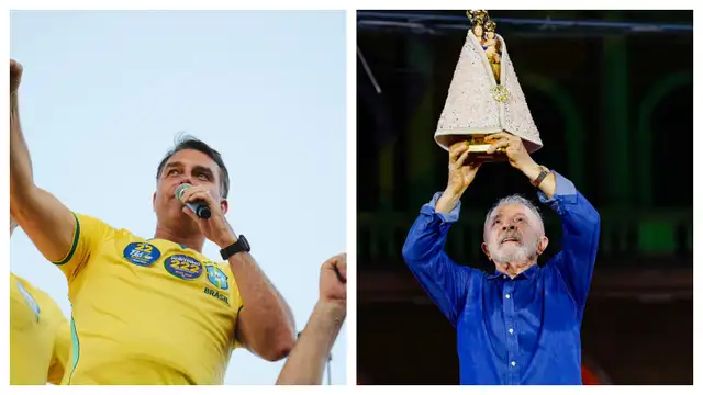 Flávio Bolsonaro (PL) e Lula (PT)