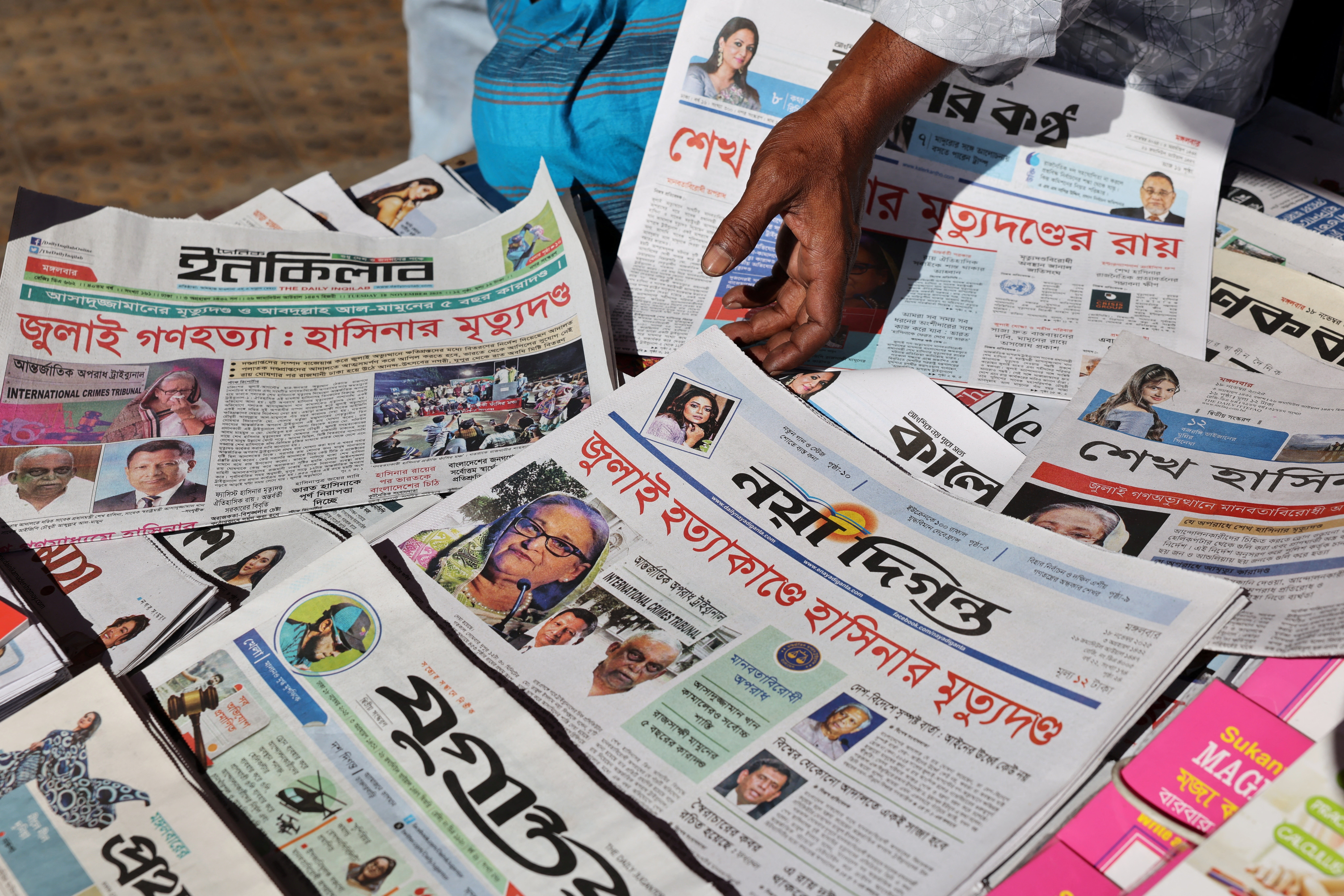 Bangladeshi court sentenced ousted Prime Minister Hasina to death, finding her guilty of ordering a deadly crackdown on a student-led uprising last year, in Dhaka