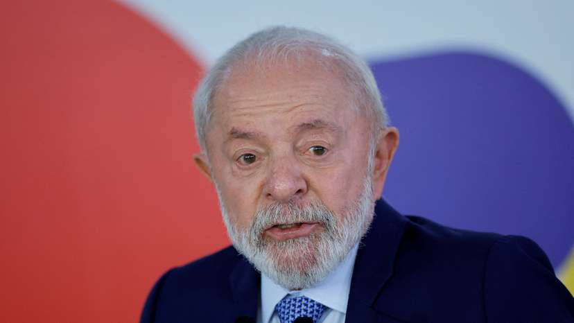 FILE PHOTO: Brazil's President Luiz Inacio Lula da Silva attends a press conference at the Planalto Palace in Brasilia