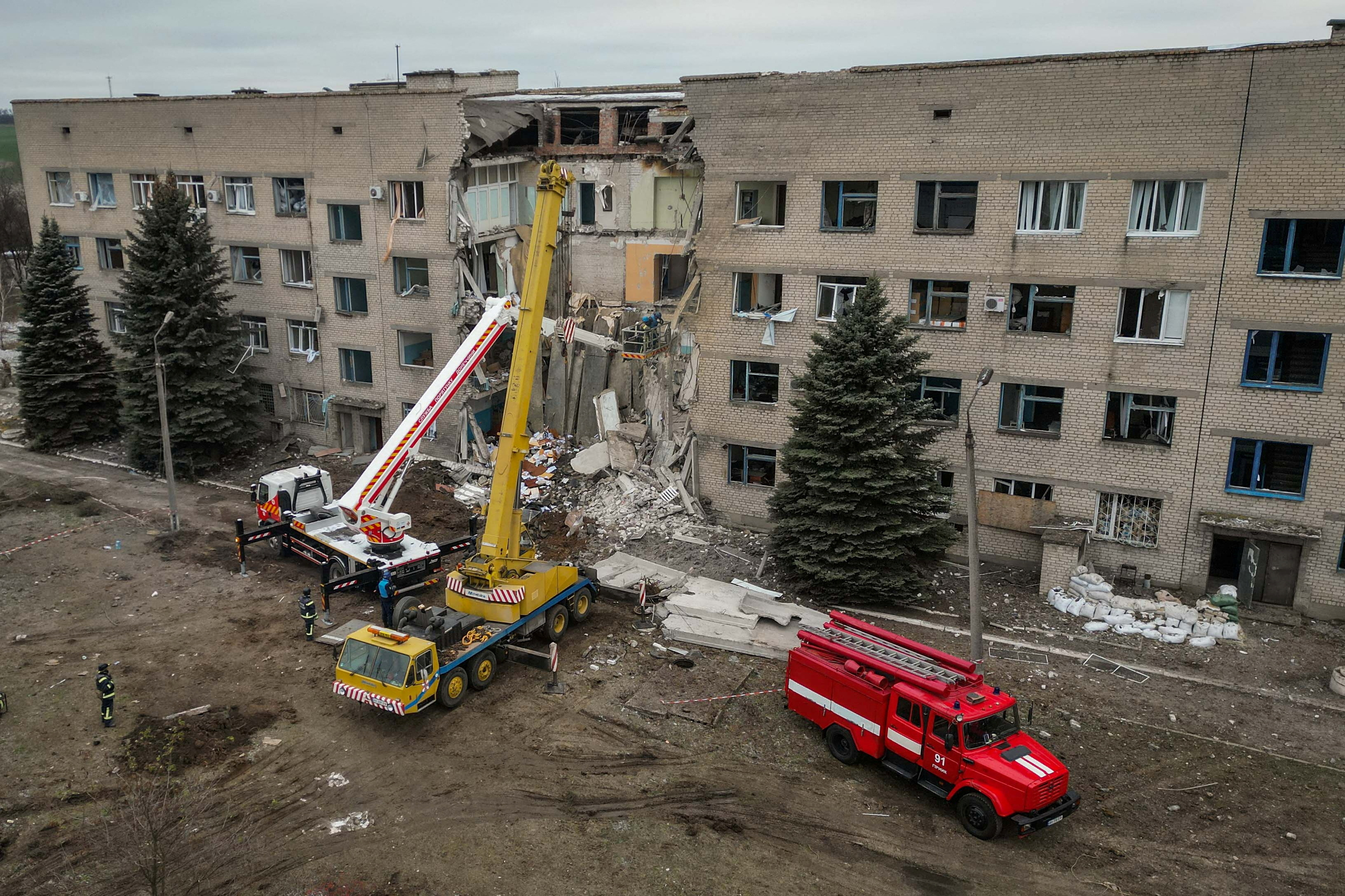Aftermath of a Russian missile strike in Selydove