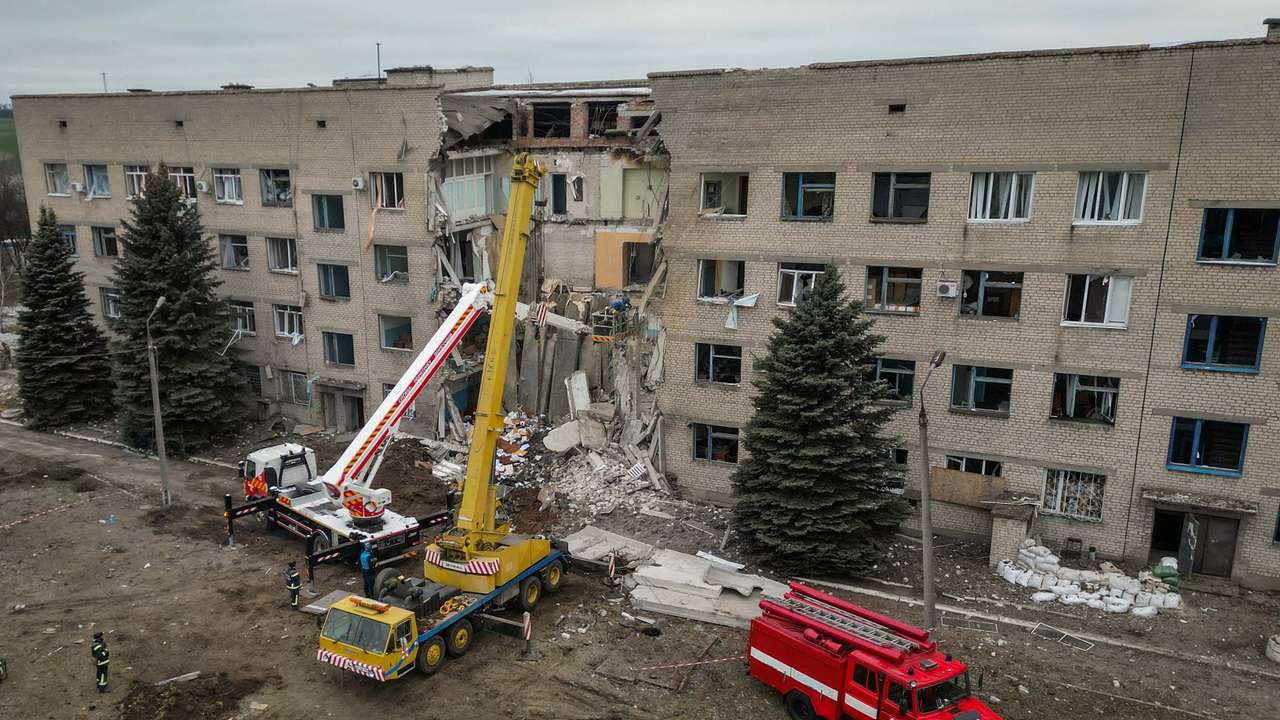 Aftermath of a Russian missile strike in Selydove