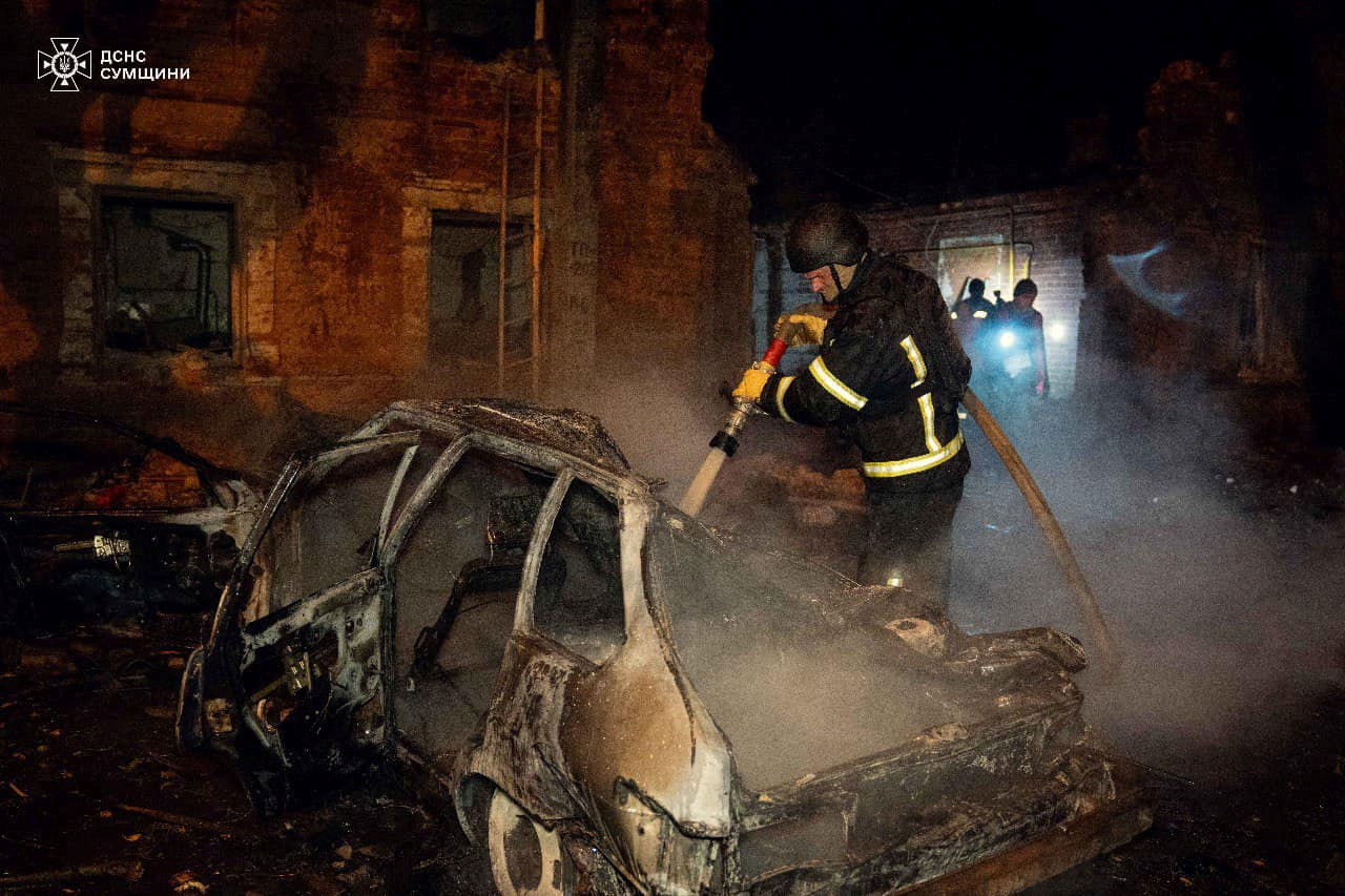 Aftermath of a Russian drone attack in Sumy