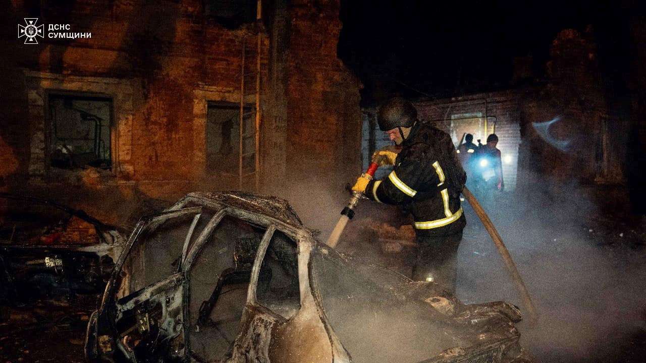 Aftermath of a Russian drone attack in Sumy
