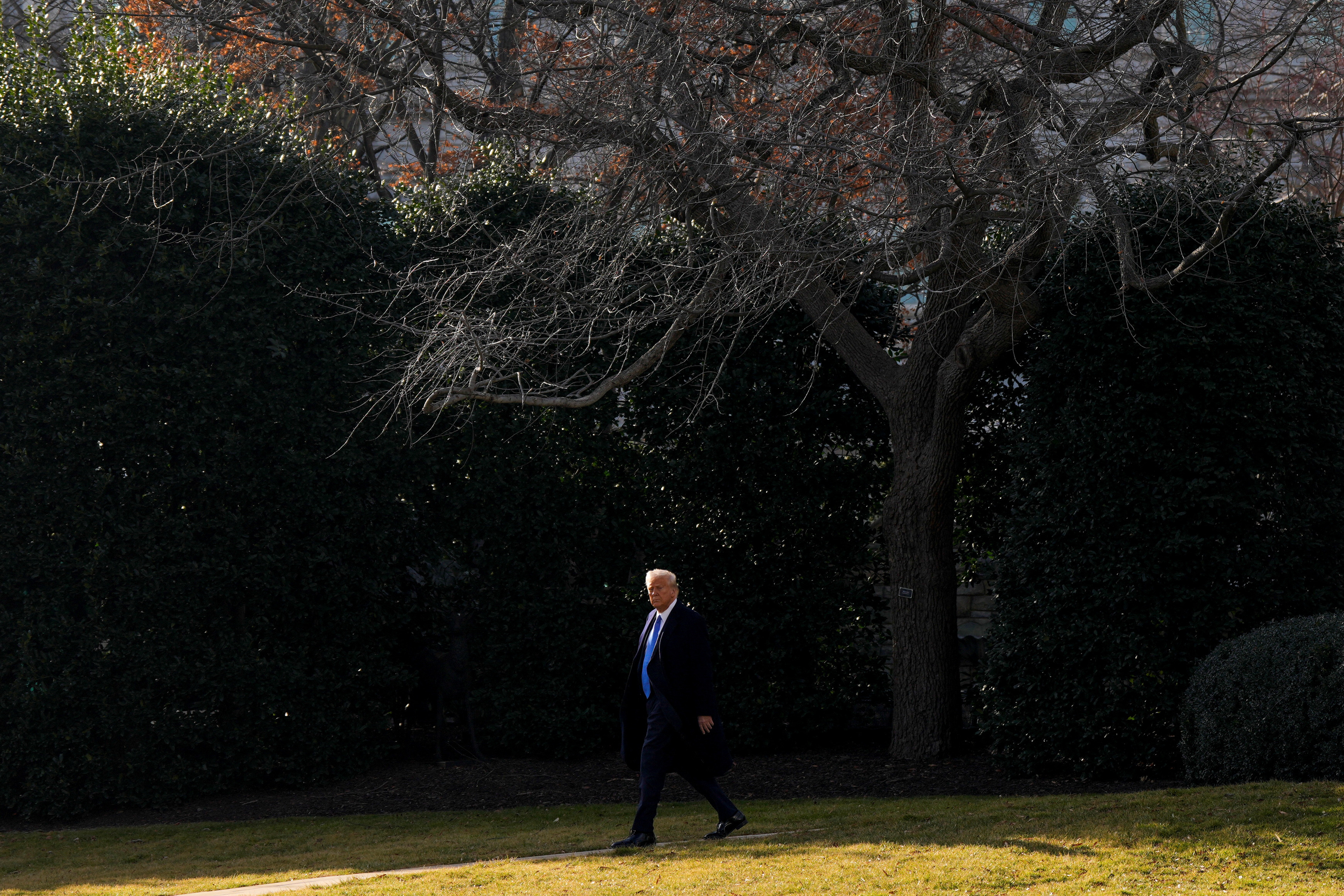 U.S. President Donald Trump departs for Palm Beach, Florida from the South Lawn of the White House in Washington