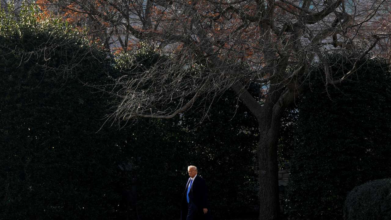 U.S. President Donald Trump departs for Palm Beach, Florida from the South Lawn of the White House in Washington