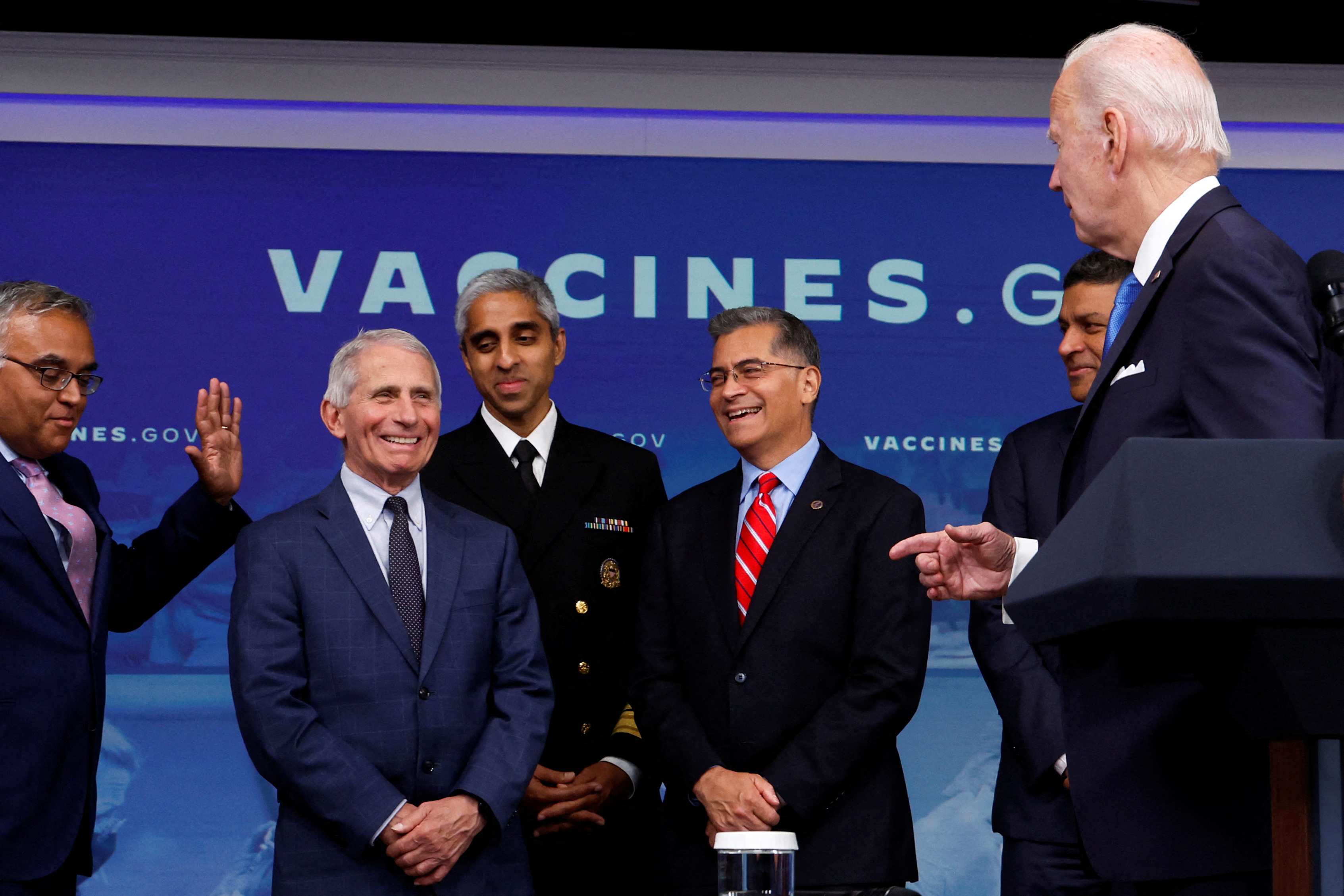 U.S. President Biden delivers remarks and receives an updated booster shot against the coronavirus disease (COVID-19) at the White House in Washington