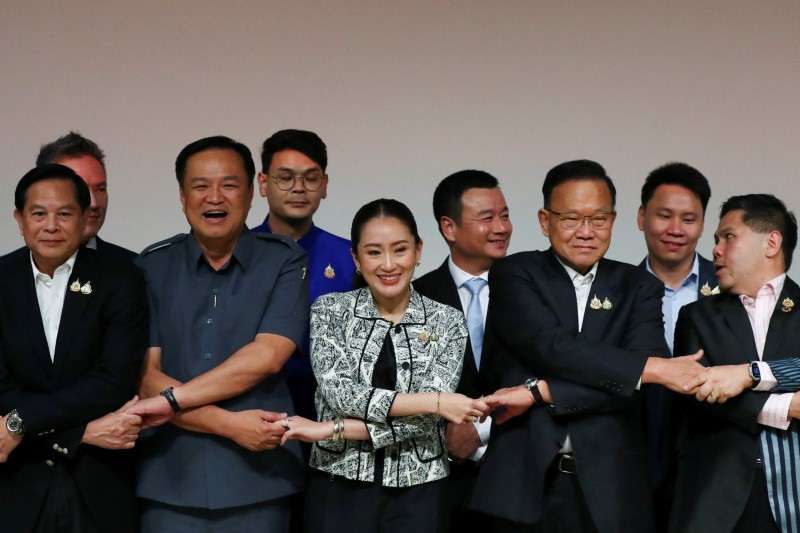 Pheu Thai Party's leader and Prime Minister candidate Paetongtarn Shinawatra attends a press conference on the announcement of prime ministerial candidate ahead of a pivotal parliamentary vote on a new prime minister in Bangkok